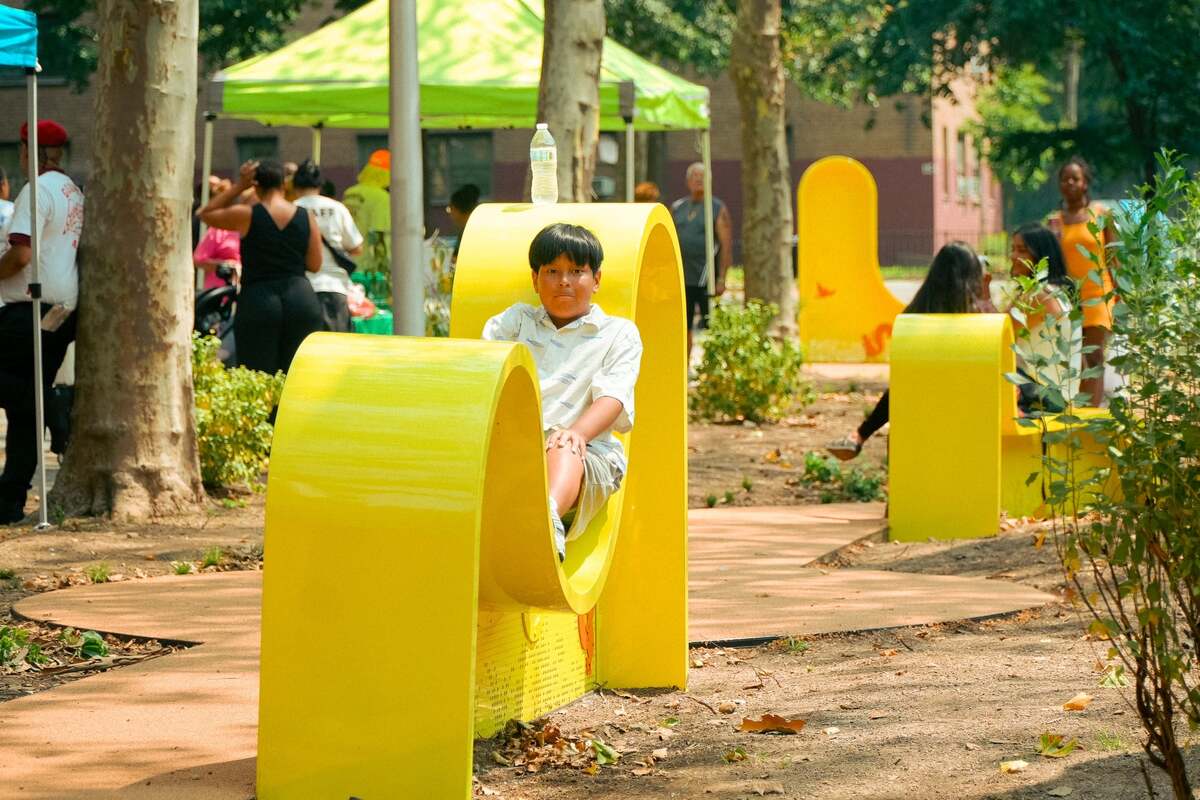 In Brooklyn a paved playground with 450 thousand cork plugs