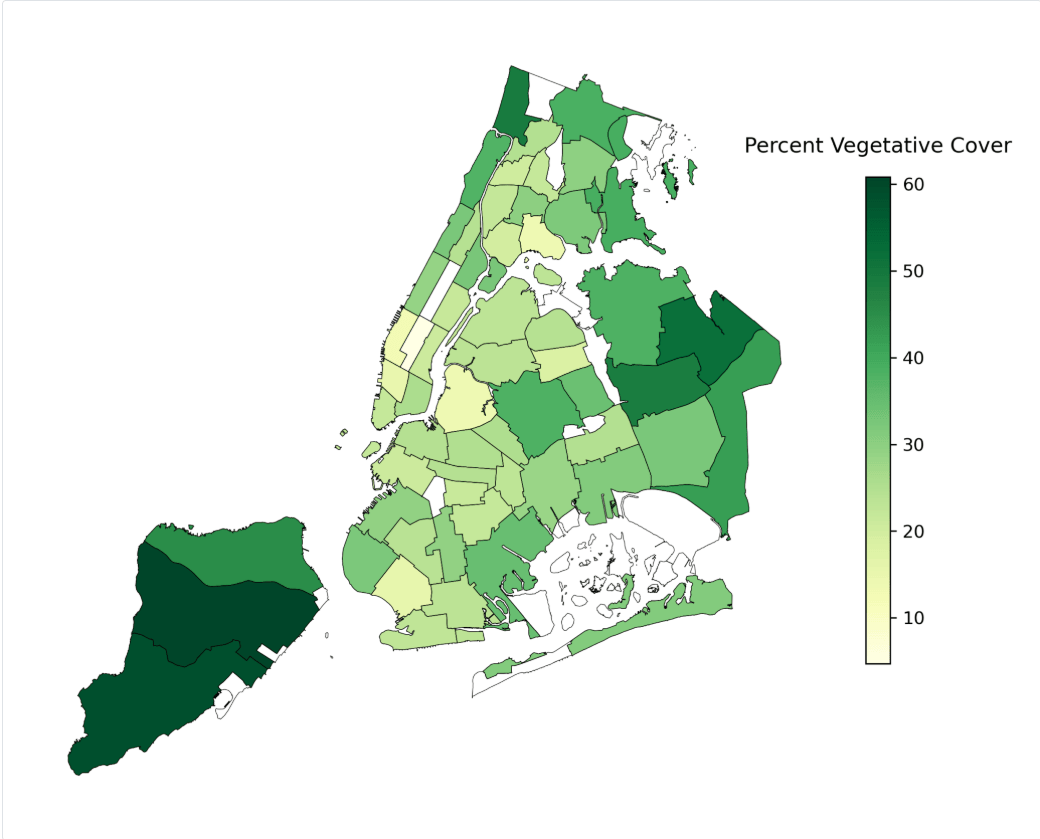 New York is planting trees especially where it is warmer